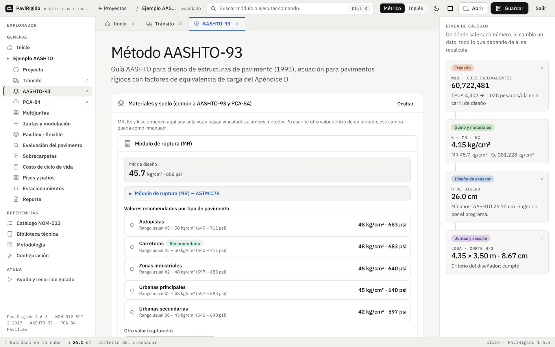 Método AASHTO-93 con el módulo de ruptura de diseño